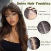 imageNAYOO Bangs Hair Clip 100 Real Human Hair Toppers 3603D Cover Clip in Bangs Hair pieces Wispy Bangs for Women French Bangs for Daily WearMedium BrownDark Brown
