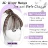 imageNAYOO Bangs Hair Clip 100 Real Human Hair Toppers 3603D Cover Clip in Bangs Hair pieces Wispy Bangs for Women French Bangs for Daily WearMedium BrownDark Brown