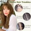 imageNAYOO Bangs Hair Clip 100 Real Human Hair Toppers 3603D Cover Clip in Bangs Hair pieces Wispy Bangs for Women French Bangs for Daily WearMedium BrownLight Brown