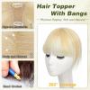 imageNAYOO Bangs Hair Clip 100 Real Human Hair Toppers 3603D Cover Clip in Bangs Hair pieces Wispy Bangs for Women French Bangs for Daily WearMedium BrownLight Blonde