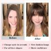 imageNAYOO Bangs Hair Clip Ash Blonde Fake Bangs 100 Real Human Hair Extensions Wispy Bangs for Women Fringe with Temples Hairpieces Curved Bangs for Daily WearRed
