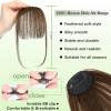 imageNAYOO Bangs Hair Clip Ash Blonde Fake Bangs 100 Real Human Hair Extensions Wispy Bangs for Women Fringe with Temples Hairpieces Curved Bangs for Daily WearMedium Brown