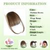 imageNAYOO Bangs Hair Clip Ash Blonde Fake Bangs 100 Real Human Hair Extensions Wispy Bangs for Women Fringe with Temples Hairpieces Curved Bangs for Daily WearMedium Brown