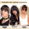 imageNAYOO Bangs Hair Clip Ash Blonde Fake Bangs 100 Real Human Hair Extensions Wispy Bangs for Women Fringe with Temples Hairpieces Curved Bangs for Daily Wearlight blonde