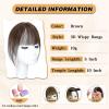 imageNAYOO Bangs Hair Clip Ash Blonde Fake Bangs 100 Real Human Hair Extensions Wispy Bangs for Women Fringe with Temples Hairpieces Curved Bangs for Daily WearBrown