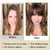 imageNAYOO Bangs Hair Clip Ash Blonde Fake Bangs 100 Real Human Hair Extensions Wispy Bangs for Women Fringe with Temples Hairpieces Curved Bangs for Daily WearPlatinum Blonde