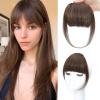 imageNAYOO Bangs Hair Clip Ash Blonde Fake Bangs 100 Real Human Hair Extensions Wispy Bangs for Women Fringe with Temples Hairpieces Curved Bangs for Daily WearBrown