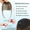 imageNAYOO Bangs Hair Clip Ash Blonde Fake Bangs 100 Real Human Hair Extensions Wispy Bangs for Women Fringe with Temples Hairpieces Curved Bangs for Daily WearBrown