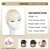 imageNAYOO Bangs Hair Clip Ash Blonde Fake Bangs 100 Real Human Hair Extensions Wispy Bangs for Women Fringe with Temples Hairpieces Curved Bangs for Daily WearPlatinum Blonde