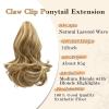 imageNAYOO Claw Clip Ponytail Extension Black 12quot Short Wavy Ponytail Clip in Hair Extensions for Women Curly Natural Layered Pony Tails for Short Thin Hair Synthetic HairpieceBlackMedium Blonde with Blonde Highlights