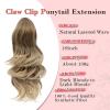 imageNAYOO Claw Clip Ponytail Extension Black 12quot Short Wavy Ponytail Clip in Hair Extensions for Women Curly Natural Layered Pony Tails for Short Thin Hair Synthetic HairpieceBlackDark Blonde to Light Blonde