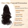 imageNAYOO Claw Clip Ponytail Extension Black 12quot Short Wavy Ponytail Clip in Hair Extensions for Women Curly Natural Layered Pony Tails for Short Thin Hair Synthetic HairpieceBlackDark Brown