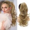 imageNAYOO Claw Clip Ponytail Extension Black 12quot Short Wavy Ponytail Clip in Hair Extensions for Women Curly Natural Layered Pony Tails for Short Thin Hair Synthetic HairpieceBlackMedium Blonde with Blonde Highlights