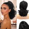 imageNAYOO Claw Clip Ponytail Extension Black 12quot Short Wavy Ponytail Clip in Hair Extensions for Women Curly Natural Layered Pony Tails for Short Thin Hair Synthetic HairpieceBlackBlack