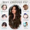 imageNAYOO Wavy Synthetic Clip In Hair Topper for Thinning Hair  20inch Natural Black Adds VolumeAsh Brown Mix Blonde