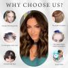 imageNAYOO Wavy Synthetic Clip In Hair Topper for Thinning Hair  20inch Natural Black Adds VolumeAsh Brown Mix Blonde