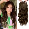 imageNAYOO Wavy Synthetic Clip In Hair Topper for Thinning Hair  20inch Natural Black Adds VolumeAsh Brown Mix Blonde