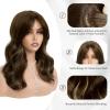 imageNAYOO Wavy Synthetic Clip In Hair Topper for Thinning Hair  20inch Natural Black Adds VolumeAsh Brown Mix Blonde