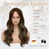 imageNAYOO Wavy Synthetic Clip In Hair Topper for Thinning Hair  20inch Natural Black Adds VolumeAsh Brown Mix Blonde