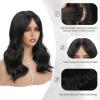 imageNAYOO Wavy Synthetic Clip In Hair Topper for Thinning Hair  20inch Natural Black Adds VolumeBlack