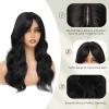 imageNAYOO Wavy Synthetic Clip In Hair Topper for Thinning Hair  20inch Natural Black Adds VolumeBlack