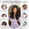 imageNAYOO Wavy Synthetic Clip In Hair Topper for Thinning Hair  20inch Natural Black Adds VolumeBlack