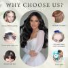 imageNAYOO Wavy Synthetic Clip In Hair Topper for Thinning Hair  20inch Natural Black Adds VolumeBlack