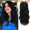 imageNAYOO Wavy Synthetic Clip In Hair Topper for Thinning Hair  20inch Natural Black Adds VolumeBlack