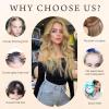 imageNAYOO Wavy Synthetic Clip In Hair Topper for Thinning Hair  20inch Natural Black Adds VolumeChampagne Blonde with Highlights