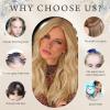 imageNAYOO Wavy Synthetic Clip In Hair Topper for Thinning Hair  20inch Natural Black Adds VolumeChampagne Blonde with Highlights