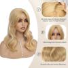 imageNAYOO Wavy Synthetic Clip In Hair Topper for Thinning Hair  20inch Natural Black Adds VolumeChampagne Blonde with Highlights