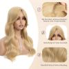 imageNAYOO Wavy Synthetic Clip In Hair Topper for Thinning Hair  20inch Natural Black Adds VolumeChampagne Blonde with Highlights