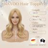 imageNAYOO Wavy Synthetic Clip In Hair Topper for Thinning Hair  20inch Natural Black Adds VolumeChampagne Blonde with Highlights