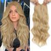imageNAYOO Wavy Synthetic Clip In Hair Topper for Thinning Hair  20inch Natural Black Adds VolumeChampagne Blonde with Highlights
