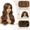 imageNAYOO Wavy Synthetic Clip In Hair Topper for Thinning Hair  20inch Natural Black Adds VolumeChestnut Brown