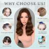 imageNAYOO Wavy Synthetic Clip In Hair Topper for Thinning Hair  20inch Natural Black Adds VolumeChestnut Brown