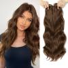 imageNAYOO Wavy Synthetic Clip In Hair Topper for Thinning Hair  20inch Natural Black Adds VolumeChestnut Brown