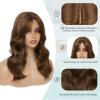 imageNAYOO Wavy Synthetic Clip In Hair Topper for Thinning Hair  20inch Natural Black Adds VolumeChestnut Brown