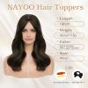 imageNAYOO Wavy Synthetic Clip In Hair Topper for Thinning Hair  20inch Natural Black Adds VolumeDark Brown Mix Light Brown