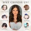 imageNAYOO Wavy Synthetic Clip In Hair Topper for Thinning Hair  20inch Natural Black Adds VolumeDark Brown Mix Light Brown