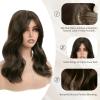 imageNAYOO Wavy Synthetic Clip In Hair Topper for Thinning Hair  20inch Natural Black Adds VolumeDark Brown Mix Light Brown