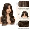 imageNAYOO Wavy Synthetic Clip In Hair Topper for Thinning Hair  20inch Natural Black Adds VolumeDark Brown Mix Light Brown