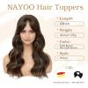 imageNAYOO Wavy Synthetic Clip In Hair Topper for Thinning Hair  20inch Natural Black Adds VolumeDark Brown Mix Light Brown