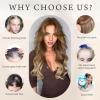 imageNAYOO Wavy Synthetic Clip In Hair Topper for Thinning Hair  20inch Natural Black Adds VolumeLight Brown Mix Blonde
