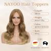 imageNAYOO Wavy Synthetic Clip In Hair Topper for Thinning Hair  20inch Natural Black Adds VolumeLight Brown Mix Blonde
