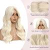 imageNAYOO Wavy Synthetic Clip In Hair Topper for Thinning Hair  20inch Natural Black Adds VolumePlatinum Blonde