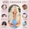 imageNAYOO Wavy Synthetic Clip In Hair Topper for Thinning Hair  20inch Natural Black Adds VolumePlatinum Blonde