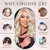 imageNAYOO Wavy Synthetic Clip In Hair Topper for Thinning Hair  20inch Natural Black Adds VolumePlatinum Blonde