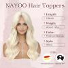 imageNAYOO Wavy Synthetic Clip In Hair Topper for Thinning Hair  20inch Natural Black Adds VolumePlatinum Blonde