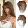imageNAYOO Bangs Hair Clip 100 Real Human Hair Toppers 3603D Cover Clip in Bangs Hair pieces Wispy Bangs for Women French Bangs for Daily WearMedium BrownBrown